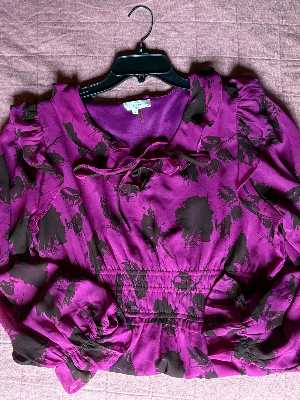 entro Magenta Floral Mini Dress- Size Large - Picture 5 of 9